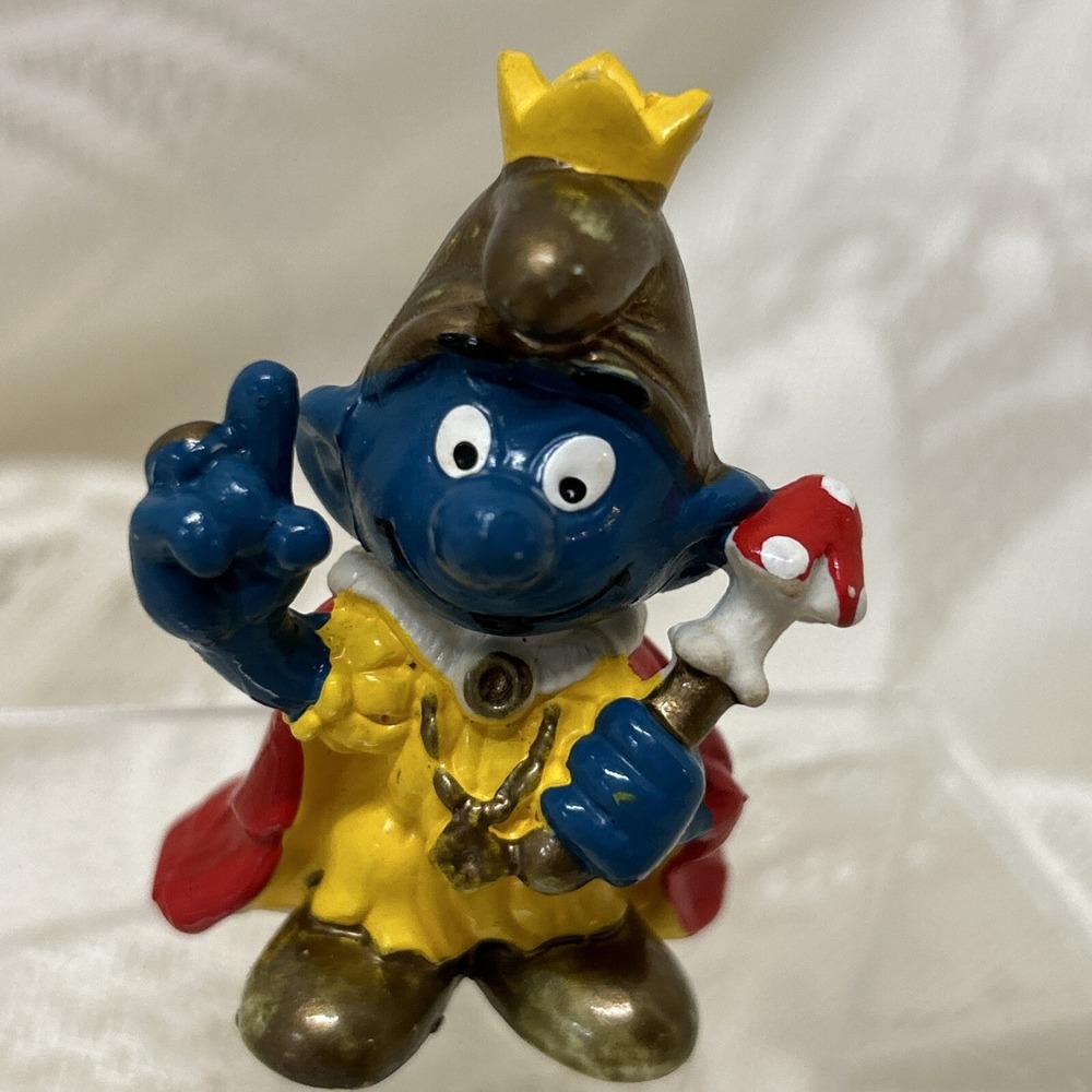 Smurfs 3 Emperor With Mushroom, Vintage Phone Gift Flowers vintage Schleich Peyo - Picture 12 of 13